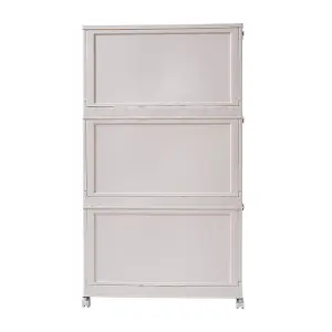 2-Tires Foldable Wardrobe and Storage Box Organizer with Wheels for Kids Room