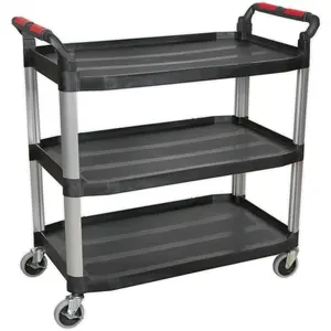 Versatile 3 Level Wheeled Workshop Trolley - 1140mm x 513mm x 960mm with 40kg Shelf Capacity