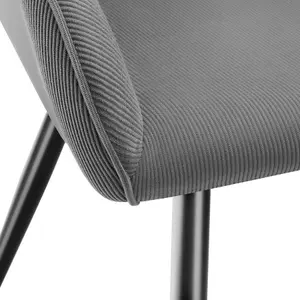 Dining Chair Marilyn - corduroy look, upholstered, armchair, continuous backrest - grey/black