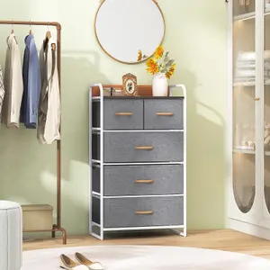 Costway Chest of Drawer with 5 Foldable Drawers Storage Tower