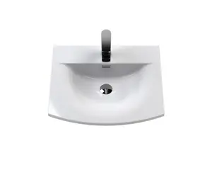 Retro 2 Door Floor Standing Vanity Unit with Curved 1 Tap Hole Ceramic Basin - 500mm - Satin Grey - Balterley