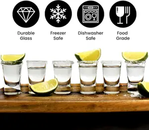 6 Pack 25ml Shot Glass Set with Sturdy Base - Durable, Clear Glasses for Espresso, Tequila, Vodka & Desserts