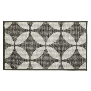 JVL Fiora Machine Washable Door Mat, 44 x 75 cm, Pewter