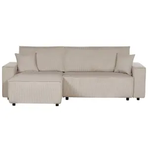 Sofa Bed ABACKA Beige Corduroy Right Hand