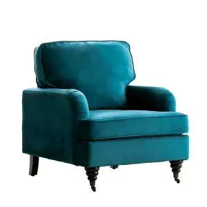 Comfy Upholstered Occasional Armchair Accent Chair Folding Back Removable Cushion with Wooden Legs