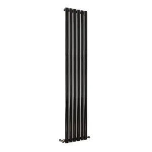 Vertical Black Single Oval Panel Radiator (H)1800mm x (W)354mm, 3764 BTU.