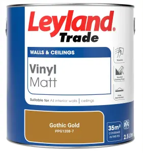 Leyland Trade Vinyl Matt Walls & Ceilings Emulsion Paint Gothic Gold (PPG1208-7) 2.5L