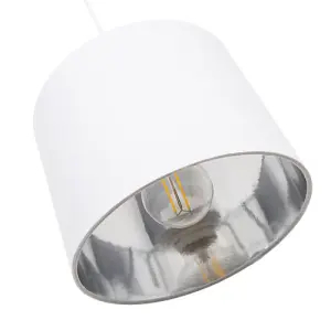 Modern White Cotton Fabric Small 8 Lamp Shade with Shiny Silver Inner