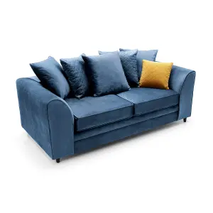 Chicago Velvet 3 Seater Sofa in Dark Blue