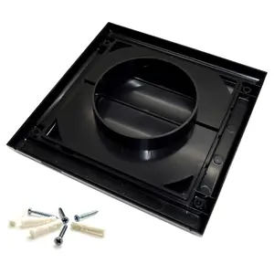 Black Gravity Grille 125 mm / 5" External Ducting Air Vent with Round Spigot and Non-Return Gravity Shutters for Extractor Fans