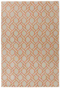 SilverOrange Wool Handmade Luxurious Modern ,Chequered Geometric Rug For Living Room and Bedroom-120cm X 170cm