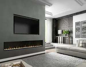 Dimplex XL74 Ignite XL Built-In Linear Electric Fireplace 74" - MEDIA WALL LED COLOURS - CRYSTALS - REALISTIC EFFECT FLAMES -