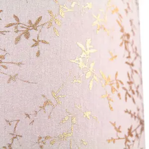 Modern Soft Pink Cotton Fabric 10 Lamp Shade with Gold Foil Floral Decoration