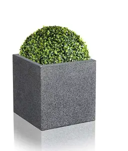 Primrose Black Cube Planter Poly-Terrazzo Outdoor Patio Garden 30cm