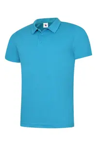 Uneek - Unisex Ultra Cool Poloshirt - 100% Polyester Textured Breathable Fabric with Wic - Sapphire - Size XS