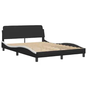 Berkfield Bed Frame with LED without Mattress Black and White 140x190 cm