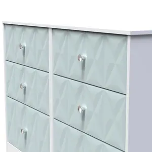 San Jose Ready assembled Duck egg blue & white 6 Drawer Chest (H)792mm (W)1117mm (D)395mm