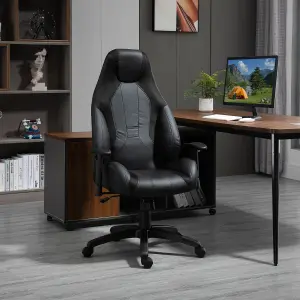 Vinsetto High Back Executive Office Chair Gaming Recliner w/ Footrest, Black