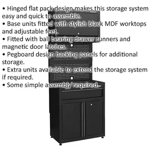 Modular Base & Wall Cabinet with Drawer - Magnetic Door Latches - MDF Worktop