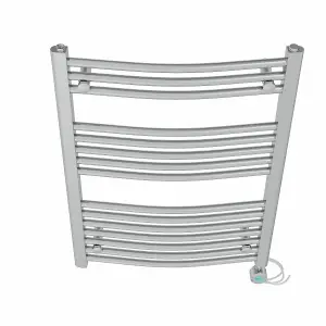 Right Radiators Prefilled Thermostatic Electric Heated Towel Rail Curved Bathroom Ladder Warmer - Chrome 800x600 mm