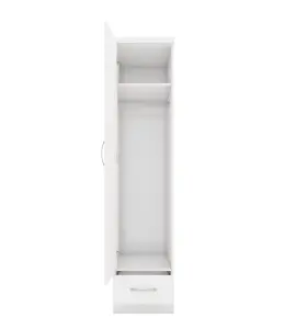 Nevada 1 Door 1 Drawer Wardrobe White Gloss Finish