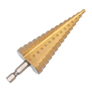 UK Drills HSS Step Drill Bit Titanium Coated 4-32mm 15 Steps Drill Bit Set for Drilling on Hard Metal, Stainless Steel, Cast Iron