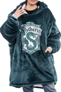 Harry Potter: Slytherin Oversized Blanket Hoodie – Comfortable, Soft, Warm, Plush Hooded Wearable Blanket For Men And Women With Sherpa Fleece