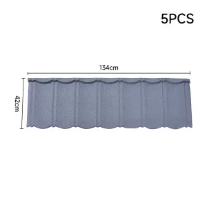 5 Pcs Grey Bond Tile Stone Coated Metal Sheet Roofing Shingles L 1340mm x W 420mm