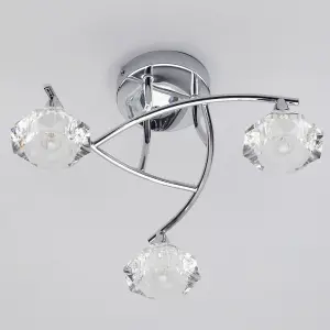 Litecraft Edvin Chrome 3 Arm Bathroom Semi-Flush Ceiling Light