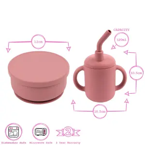 Tiny Dining - Baby Silicone Suction Weaning Set - Dusty Rose - 4pc