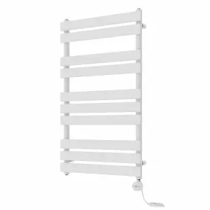 Rinse Bathrooms Flat Panel Electric Heated Towel Rail Touch Screen Timer Bathroom Radiator Prefilled White 1000x600mm 600W