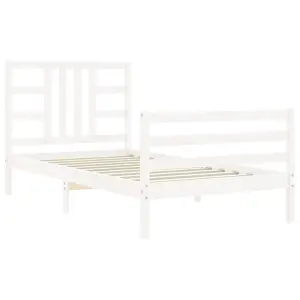 Berkfield Bed Frame with Headboard White 90x200 cm Solid Wood