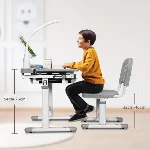 Costway Height Adjustable Kids Study Desk & Chair Set Children Drawing Table W/ Lamp