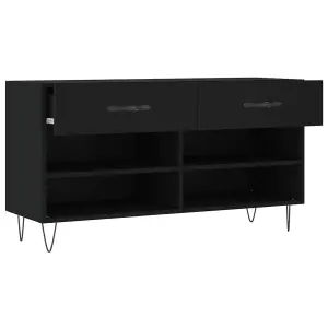 Berkfield Shoe Bench Black 102x35x55 cm Engineered Wood