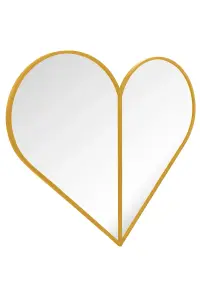 MirrorOutlet The Corde Gold Metal Framed Heart Shaped Mirror 180CM X 180CM