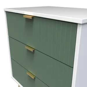 Linear Ready assembled Matt green & white 3 Drawer Chest of drawers (H)740mm (W)575mm (D)395mm