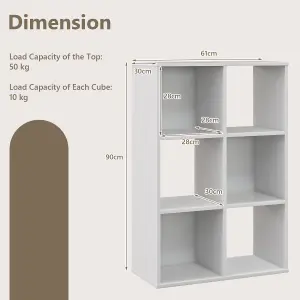 Costway 6-Cube Bookshelf 4-Tier Bookcase Floor Display Shelf Open Storage Organizer