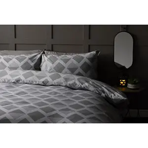 Belledorm Maddox Chevron Duvet Cover Set Grey (Superking)