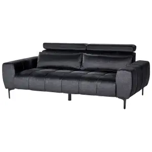 3 Seater Velvet Sofa Black VEGAMO