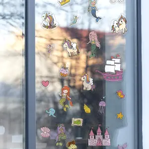 Walplus Magical Unicorns And Mermaids Window Cling