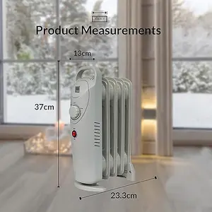 KNIGHT 5 Fins 500W Oil-Filled Radiator Heater White Colour with Thermostat, Overheat Protection, Power Switch, for indoor use, Qui