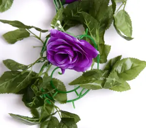 Best Artificial 7ft Purple Silk Rose Garland decoration - perfect from home, office or events