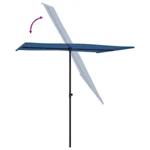 Berkfield Outdoor Parasol with Aluminium Pole 2x1.5 m Azure Blue