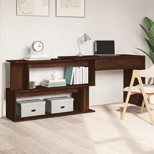 Berkfield Corner Desk Brown Oak 200x50x76 cm Engineered Wood