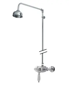 Traditional Exposed Manual Valve & Rigid Riser Shower Set - Chrome/White - Balterley