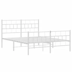 Berkfield Metal Bed Frame with Headboard and Footboard White 140x190 cm