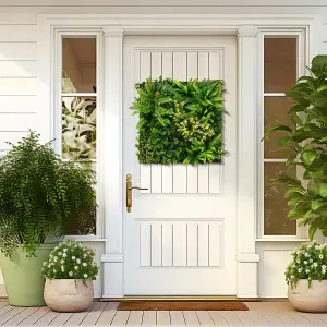 COSTWAY 2 Pack Square Artificial Foliage Wall 50 x 50 cm 3D Hanging Greenery Hedge