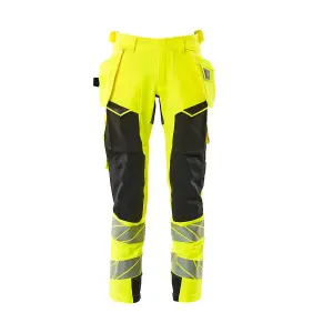 Mascot Accelerate Safe Trousers with Holster Pockets - Hi-Vis Yellow/Black   (31.5) (Leg Length - Long)