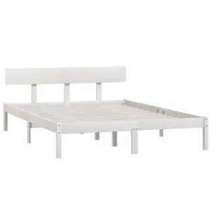 Berkfield Bed Frame White Solid Wood 120x190 cm Small Double