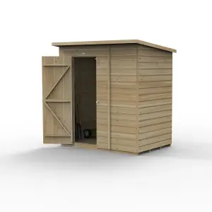 Forest Garden Beckwood Shiplap 6x4 ft Pent Natural timber Wooden Pressure treated Shed with floor (Base included) - Assembly service included